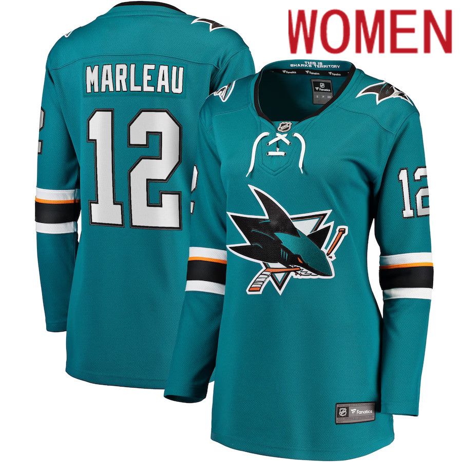 Women San Jose Sharks #12 Patrick Marleau Fanatics Branded Teal Breakaway Player NHL Jersey->women nhl jersey->Women Jersey